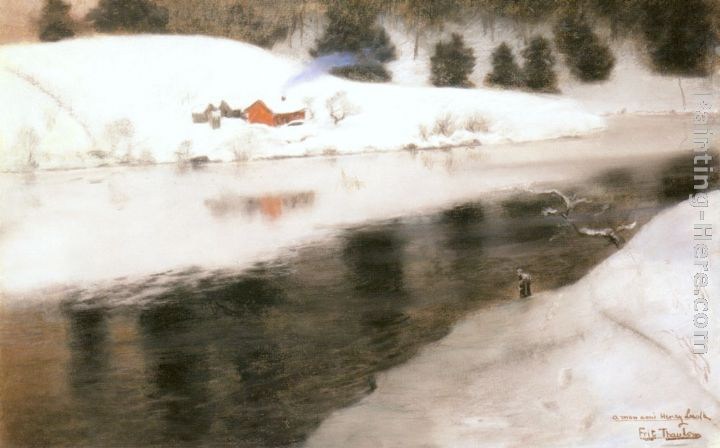 Fritz Thaulow Winter at Simoa River